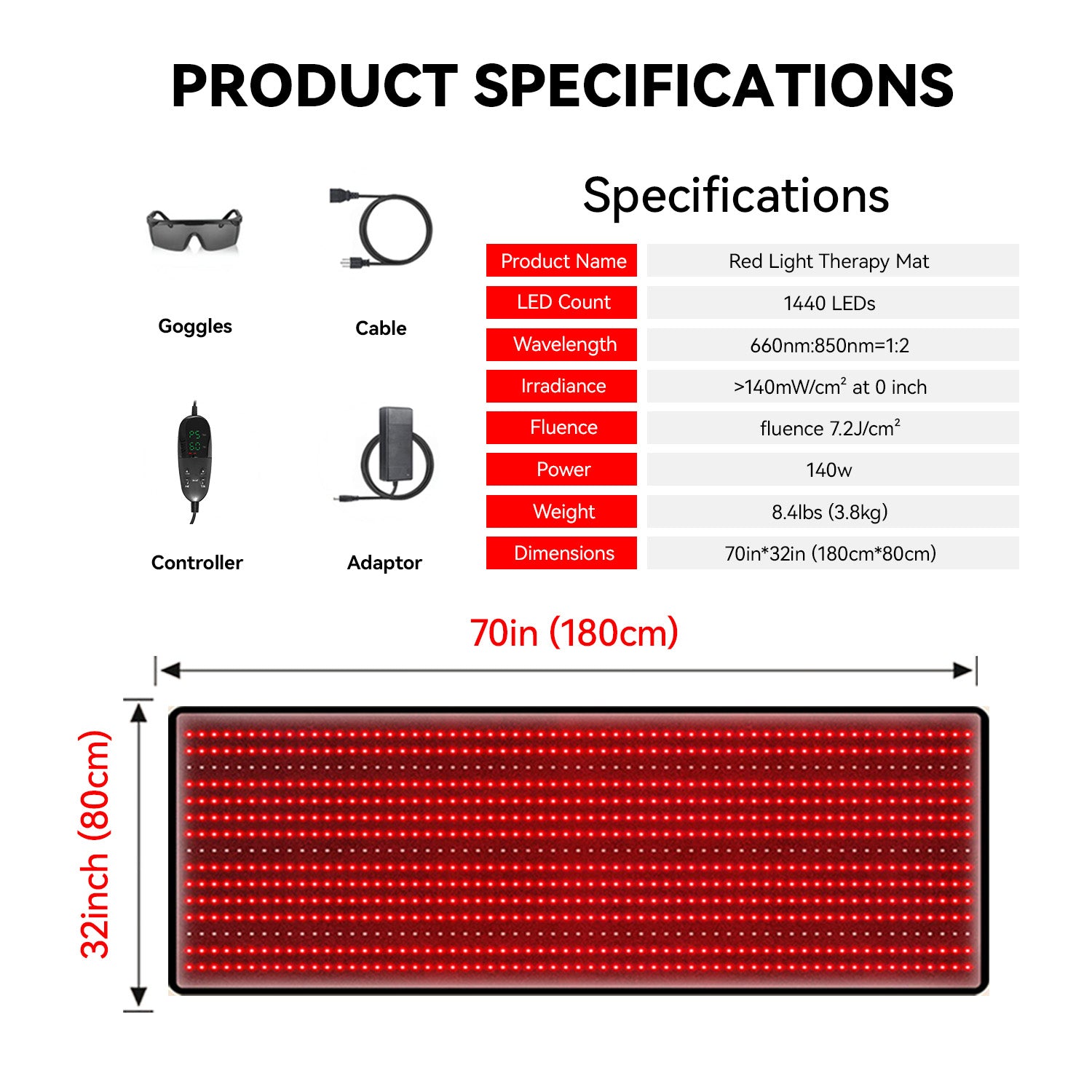 Swirise Red and Near-Infrared Light Therapy Mat for Whole Body